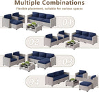 LOUVIXA 7 Piece Outdoor Patio Furniture Set, Rattan Chairs Glass Table Wicker - Image 4