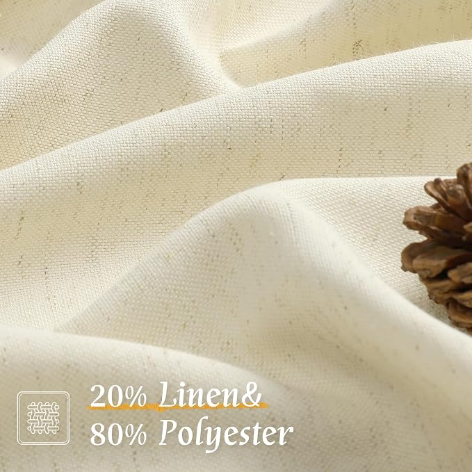 Light Beige Linen Textured Curtains 63 inch Length - Image 2