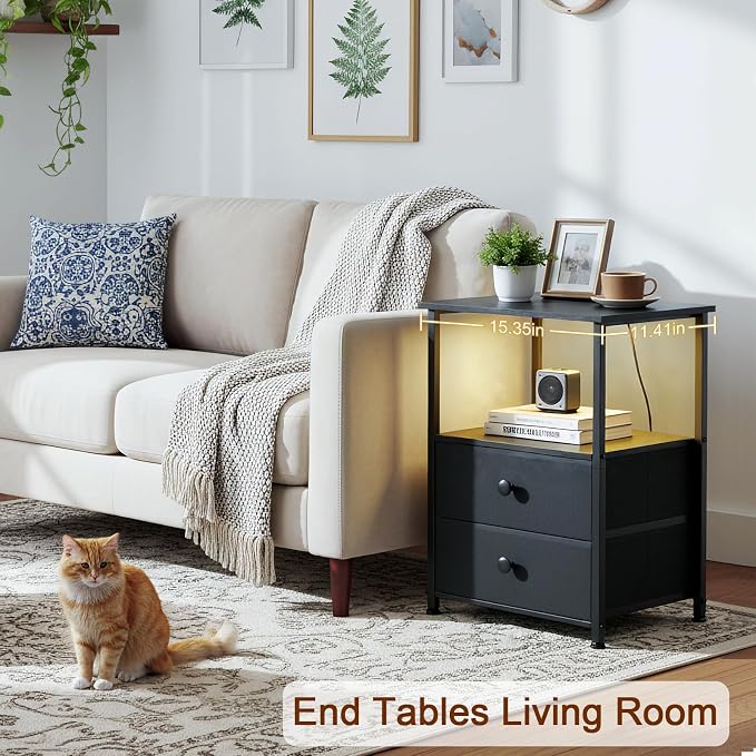 LOAKEKEL Night Stand Set 2, LED Nightstand - Image 6