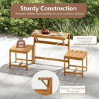 Tangkula 3-in-1 Convertible Bench Picnic Table, Space-Saving Patio Convert A - Image 7