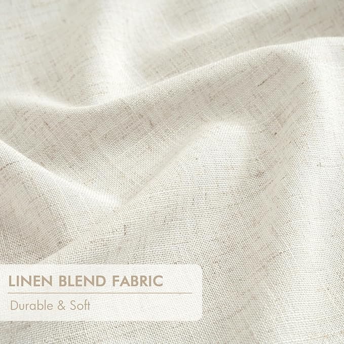 MIULEE Natural Pinch Pleated 100% Blackout Linen Curtains 40x94 Inches | Room - Image 6