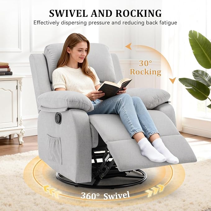 Korser Recliner Chair, 360 Swivel Rocker Chair - Image 3