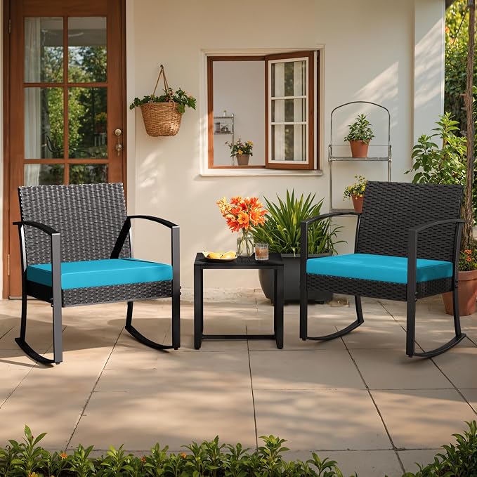Greesum 3 Piece Patio Furniture Set, All-Weather Imitation Rattan Conversation - Image 6