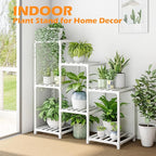 Bamworld Indoor Plant Stand Outdoor White Shelf Bamboo Plant Table - Image 3