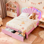 Full Upholstered Bed with 2 Drawers, Charging Station and LED Lighting by BIOEVER
