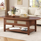 LVB Rattan Coffee Table, Boho Wood Living Room Table - Image 8