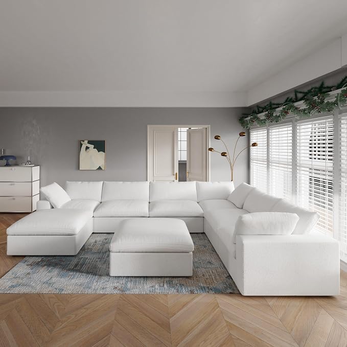 160" Cloud Sectional Couch, Overzised Down Filled Couch, 8 Seater Convertible - Image 7