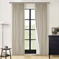 Burlywood Birch 100% Blackout Pinch Pleated Linen Curtains 84 Inches Long | by Twodrapes