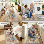 HEBE Hallway Runner Rug 2'x5', Washable Non Slip Kitchen Rug Runner | Soft Boho - Image 6