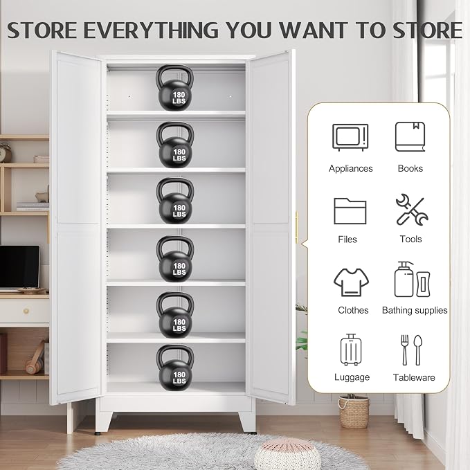 GAIOUS 75.2" Tall Metal Kitchen Pantry Storage Cabinets - Image 3