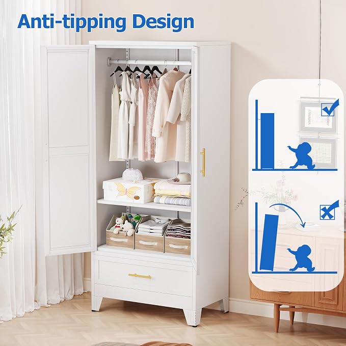 GAIOUS Steel Armoire Wardrobe Closet - Image 6