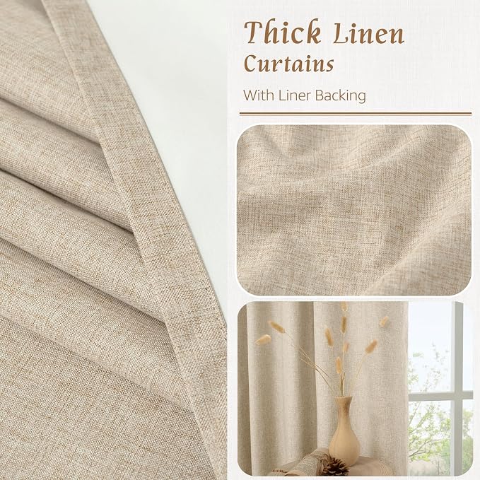 Full Blackout Linen Kitchen Window Curtains 36 Inches 2 Panels | Window Curtains - Image 8