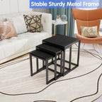Nesting Table Set of 3 Side Tables, Modern Coffee Table Stacking End Table - Image 6