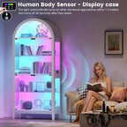 HNEBC Arched Book Shelf with Glass Doors, LED Bookcase with RGB Lights - Image 6