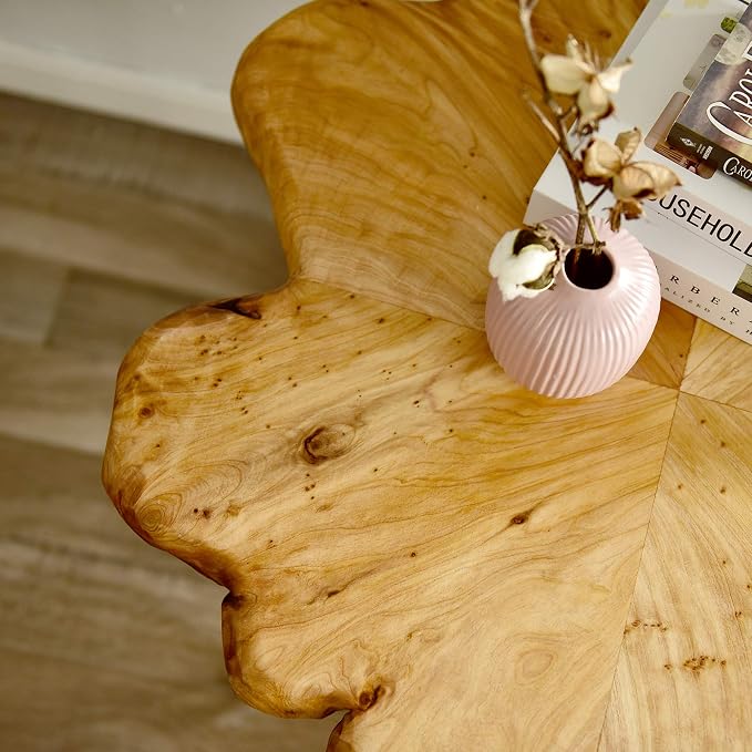 WELLAND Live Edge Cedar Coffee Table 32" W x 32" D x 20.5" H Rustic Round Table - Image 9