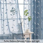 MIULEE Stone Blue Sheer Curtains 2 Panels Leaf Patterned, W52 x L96 | - Image 5