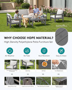 SERWALL HDPE Patio Conversation Set, 6-piece Sectional Outdoor Furniture Set - Image 3