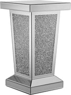 Silver Mirrored End Table with Crystal, Modern Side Accent Table, Square Small - Image 5