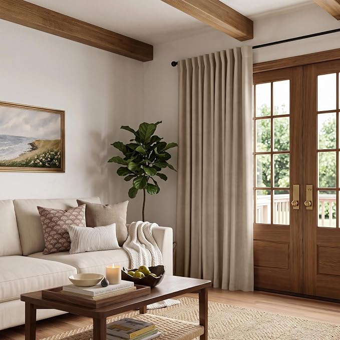 INOVADAY Extra Wide 100% Blackout Linen Curtains 102x90 Burlywood Birch | Linen - Image 5
