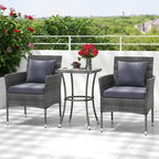 Tangkula 3-Piece Patio Furniture Set, PE Wicker Conversation Bistro Set w/A - Image 3