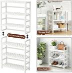 VASMIA 6-Tier Bamboo Shelf, Bamboo Storage Shelving Unit, Tall Bookcase - Image 6