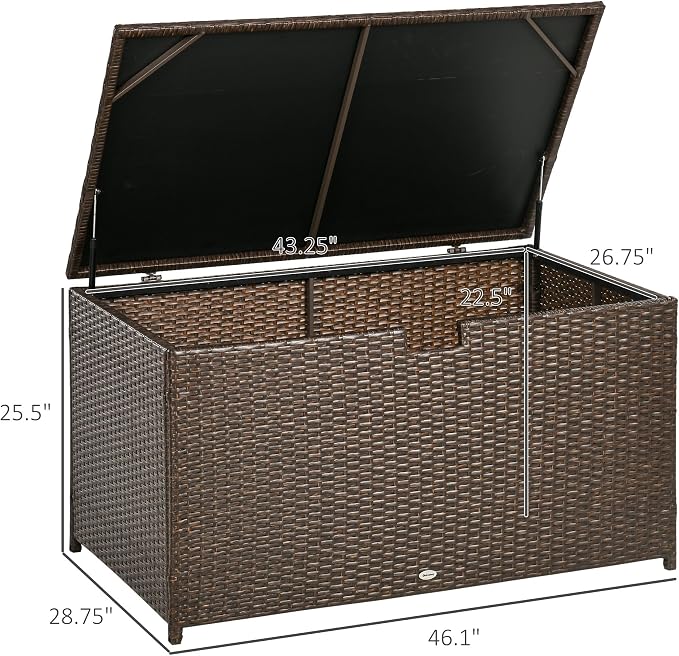 Outsunny 113 Gallon Deck Box, Rattan Outdoor Storage Box, Waterproof Storage - Image 7