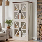DWVO 66" Storage Cabinet, Tall Bookshelf Display Cabinet, 4 Shelves Curio - Image 3