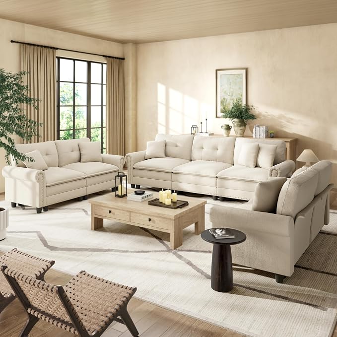 HERA'S HOUSE 3 Pieces Modular Sectional Sofa Sets, Oversized Couch Set by HERASHOUSE