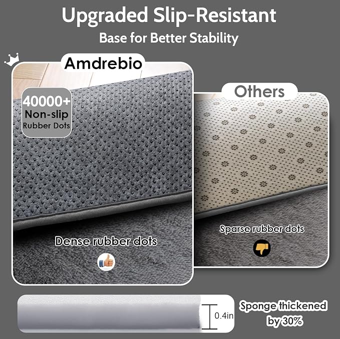 Amdrebio Grey Shag Furry Fuzzy Area Rug 5x8 - Image 5