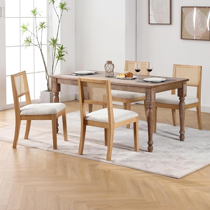Westice Rattan Dining Chairs Set of 6, Farmhouse Natural Dining Room Chairs - Image 9