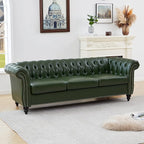 Mid-Century 3 Seater Sofa, Faux Leather Couch - Image 8