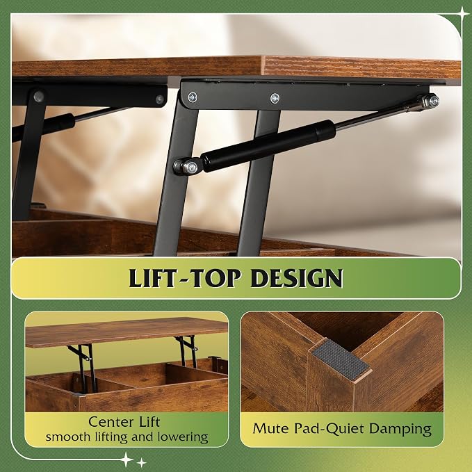 WLIVE Coffee Table, Lift Top Coffee Table - Image 7