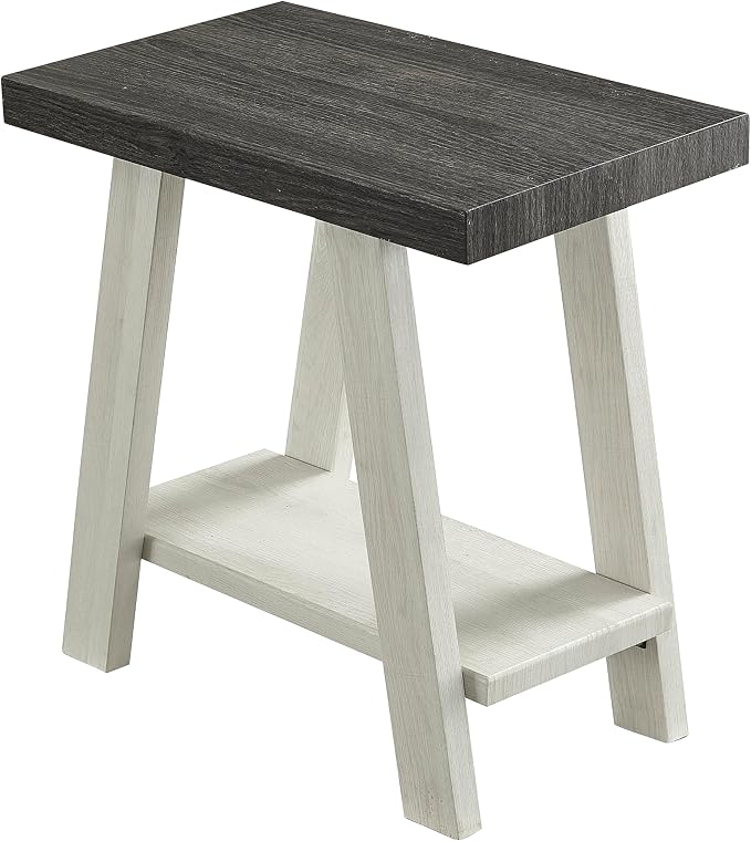 Roundhill Furniture Athens Contemporary Two-Tone Wood Shelf Side Table - Image 2