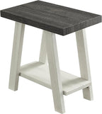 Roundhill Furniture Athens Contemporary Two-Tone Wood Shelf Side Table - Image 2