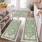 HEBE Boho Kitchen Rugs Set of 3, Non Slip Washable Kitchen Mats by HEBE