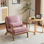 VINGLI Solid Wood Wide Armrests Accent Chair, Upholstered Mid Century Modern - Image 9