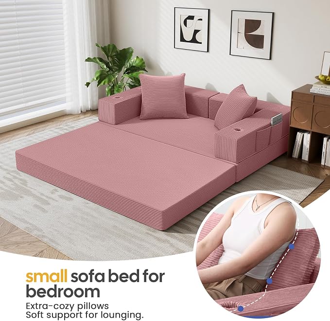 COMAX Futon Sofa Bed, 4‑in‑1 Convertible Sofa Bed, Folding Boneless Couches - Image 4