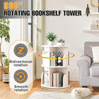 RUNSUNSPRI 2 Tier Rotating Bookshelf Tower Spinning Bookshelf Revolving - Image 5