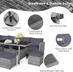 Tangkula 7 Pieces Patio Furniture Set, Outdoor Sectional Rattan Dining Sofa Set - Image 6