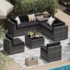 Aoxun 8 Piece Patio Furniture Set, Wicker Outdoor Furniture by Aoxun