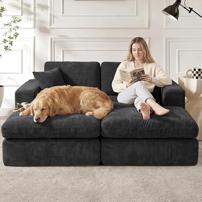 80.7" Oversized Double Chaise Lounge Chair Indoor, Cloud Boneless Sleeper Sofa - Image 2