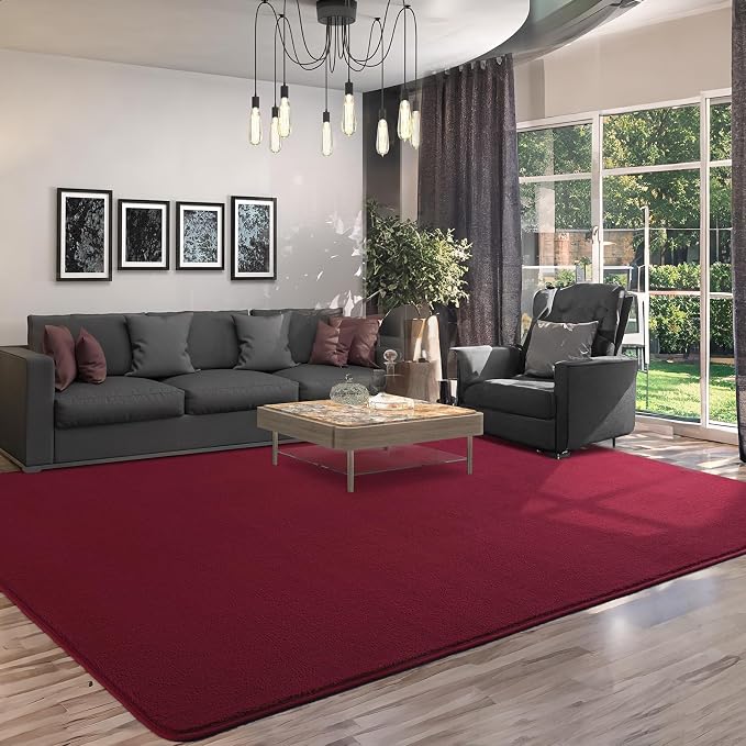 6x9 Area Rugs for Living Room Non Slip Dorm Bedroom Rug, Wine Red | Modern Area - Image 8