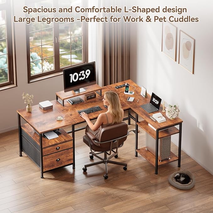 Furologee L Shaped Computer Desk - Image 4