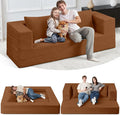 Folding Bean Bag Chair for Adults, 3-in-1 Bean Bag Couch Faux Fur Floor Sofa by Cansunna