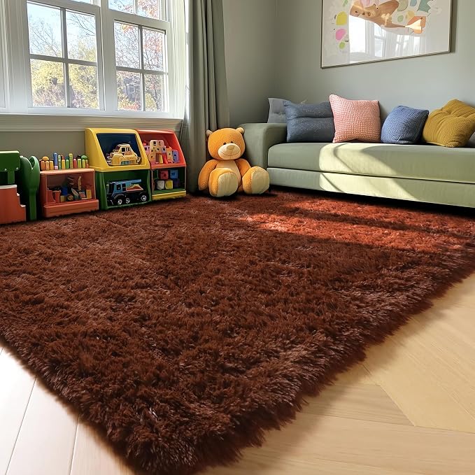 Brown Area Rugs for Bedroom Living Room, Fluffy 4x6 Indoor Bedside Floor Throw - Image 8