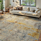 Ompaa Living Room Rug 6x9 Beige Area Rug Machine Washable Boho Rug Non Slip by OmpaaHomeDecor
