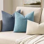 MIULEE Smoke Blue Chenille Couch Lumbar Throw Pillow Covers, 12x20 | Set of 2 - Image 2