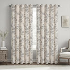 Grey Boho Floral 100% Blackout Curtains 84 Inch 2 Panels | Farmhouse Vintage - Image 2