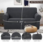 U-NICE HOME Loveseat Cover Stretch Couch Cover Sofa Slipcover, Dark Grey | 2 - Image 3