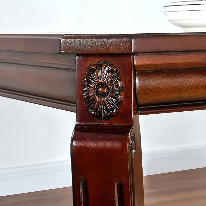 59” Dining Table with 8mm Tempered Glass Top, Farmhouse Kitchen Dinner Table - Image 6